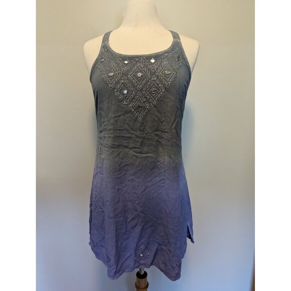 Rainforest Cafe Womens Blue & Purple Medium Tank Dress With Embellished Detail - Picture 1 of 3